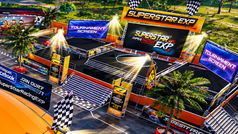 The EXP tournament stage with its big screens.